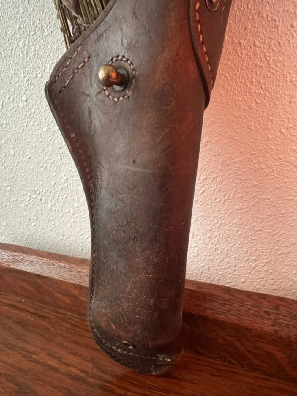 Antique Rustic Brown Leather Holster with Dried Lavender - Ranch Home Accent